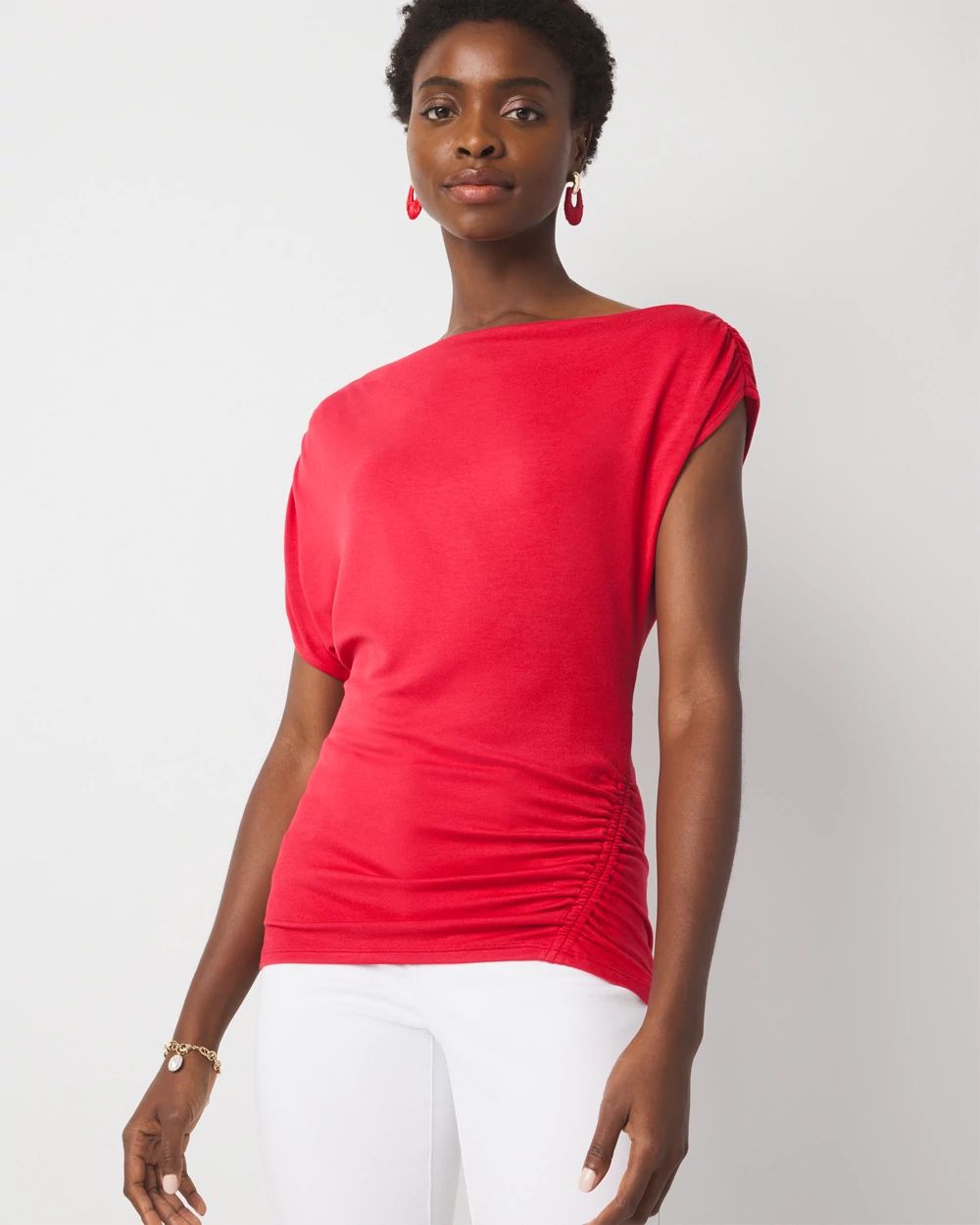トップス volume neck habit Asymmetric Ruched Top | White House Black Market